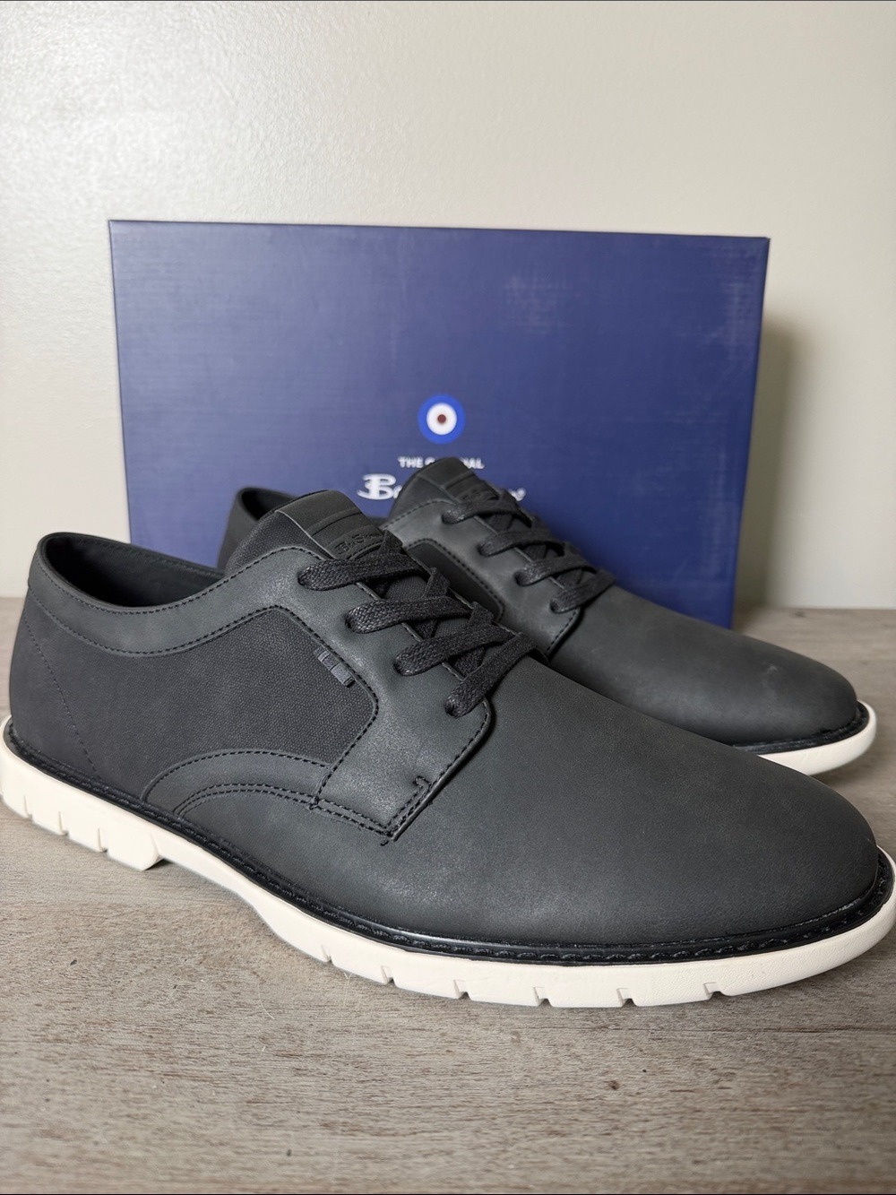 Ben Sherman Black and White Leather Derby Shoes